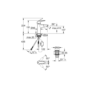 Grohe wastafelkraan Start M-size  uittrekbaar QuickFix chroom