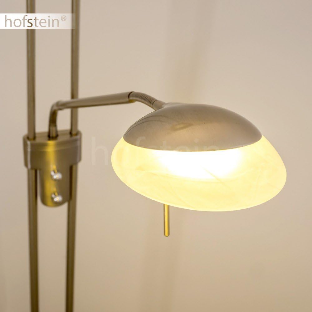 LED Stehlampe Biot, dimmbarer Deckenfluter aus Metall in Nickel-matt, 18 u. 5 Watt, 2070 Lumen (insgesamt), Lichtfarbe 3000 Kelvin (warmweiß), Standleuchte mit Dimmer u. verstellbarem Lesearm
