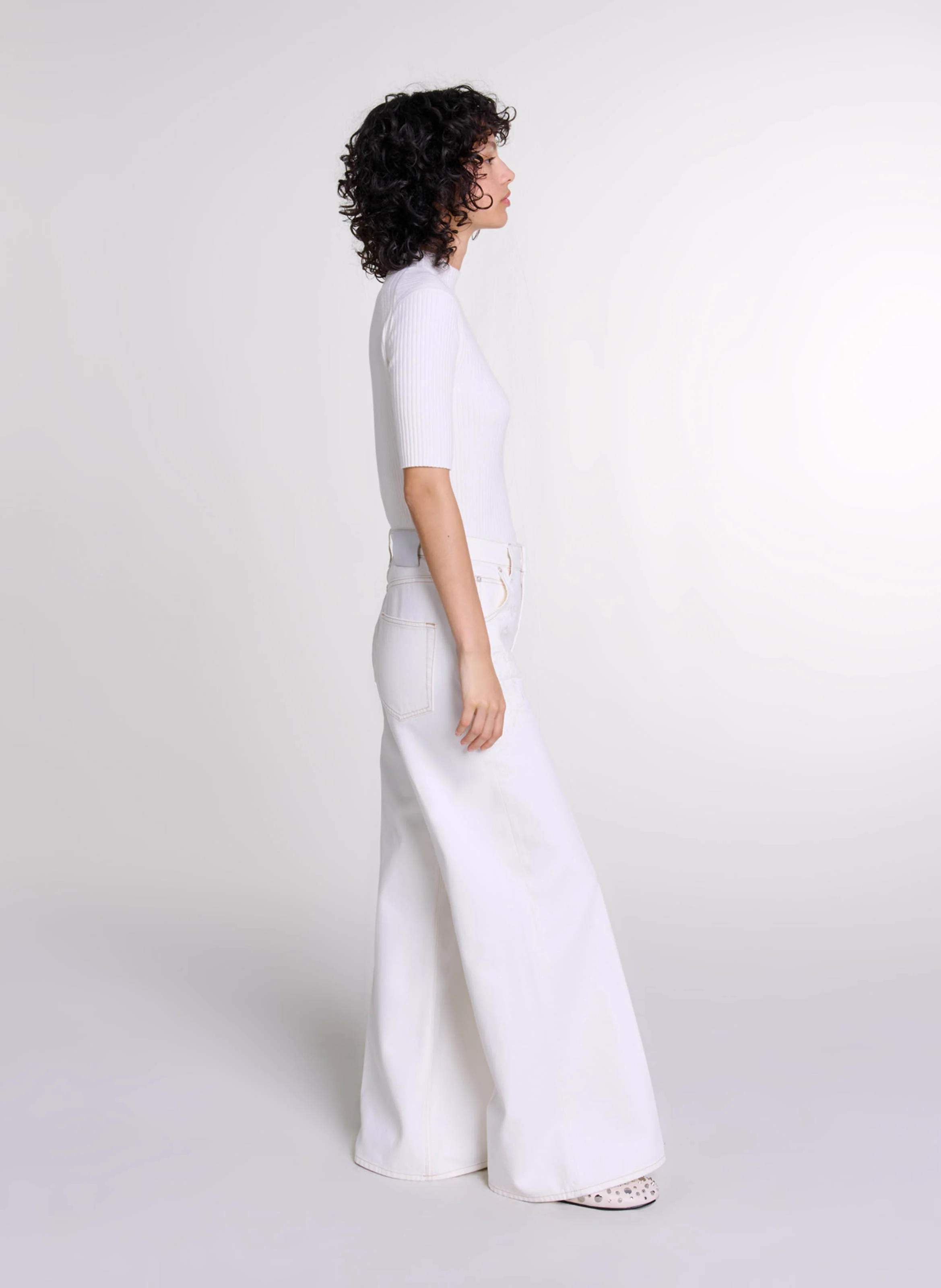 Jean large en coton | Blanc