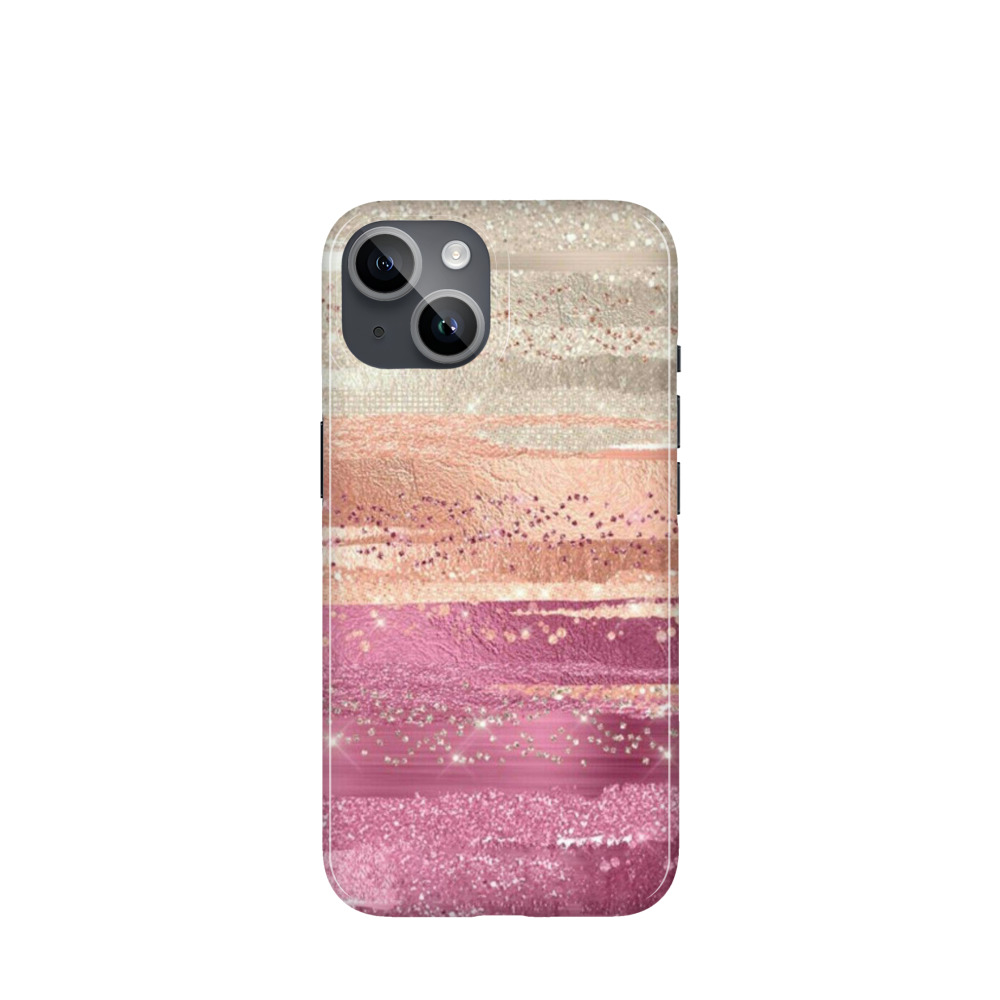 iPhone 14 Kunststoff Hülle Schimmer der Eleganz - Pink