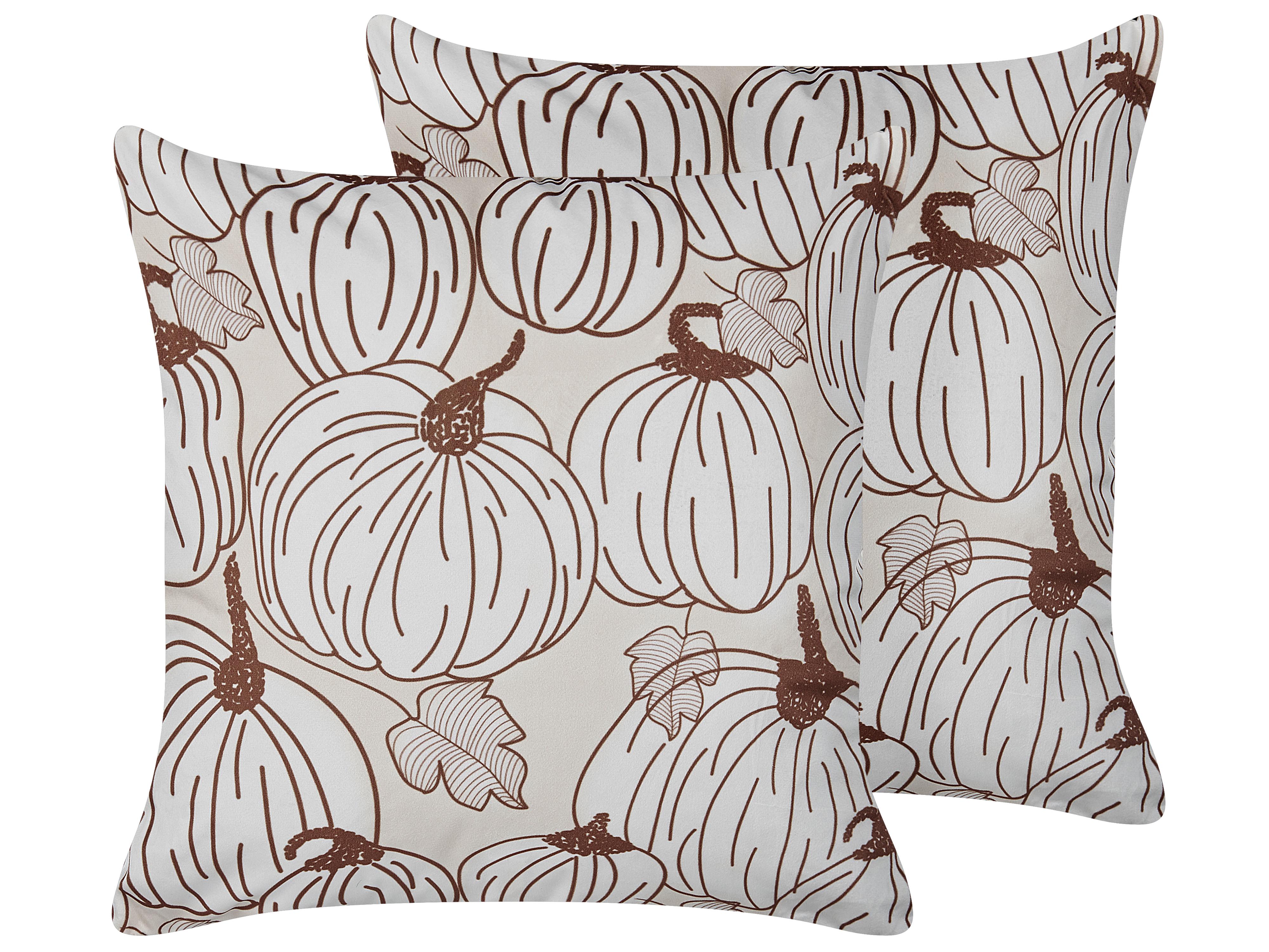 Set van 2 sierkussens GOURD Fluweel 45 x 45 cm Beige bladpatroon