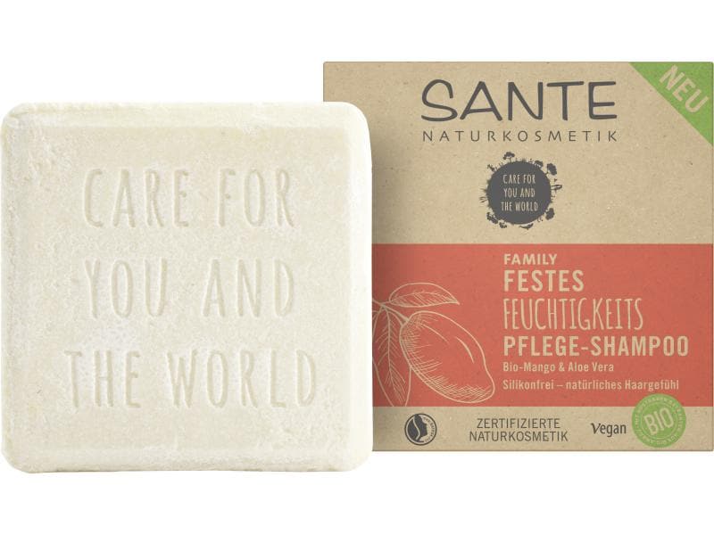SANTE Shampoo Mango Feuchtigkeit 60 g Natürliches festes Haarshampoo mit tropischem Duft