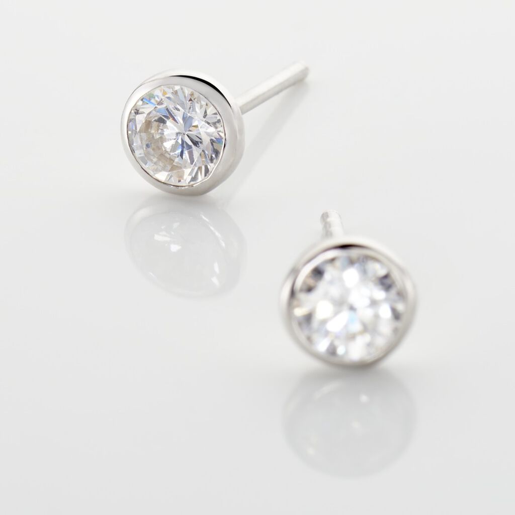 Boucles D'oreilles Pendantes Abha Argent Blanc Oxyde De Zirconium