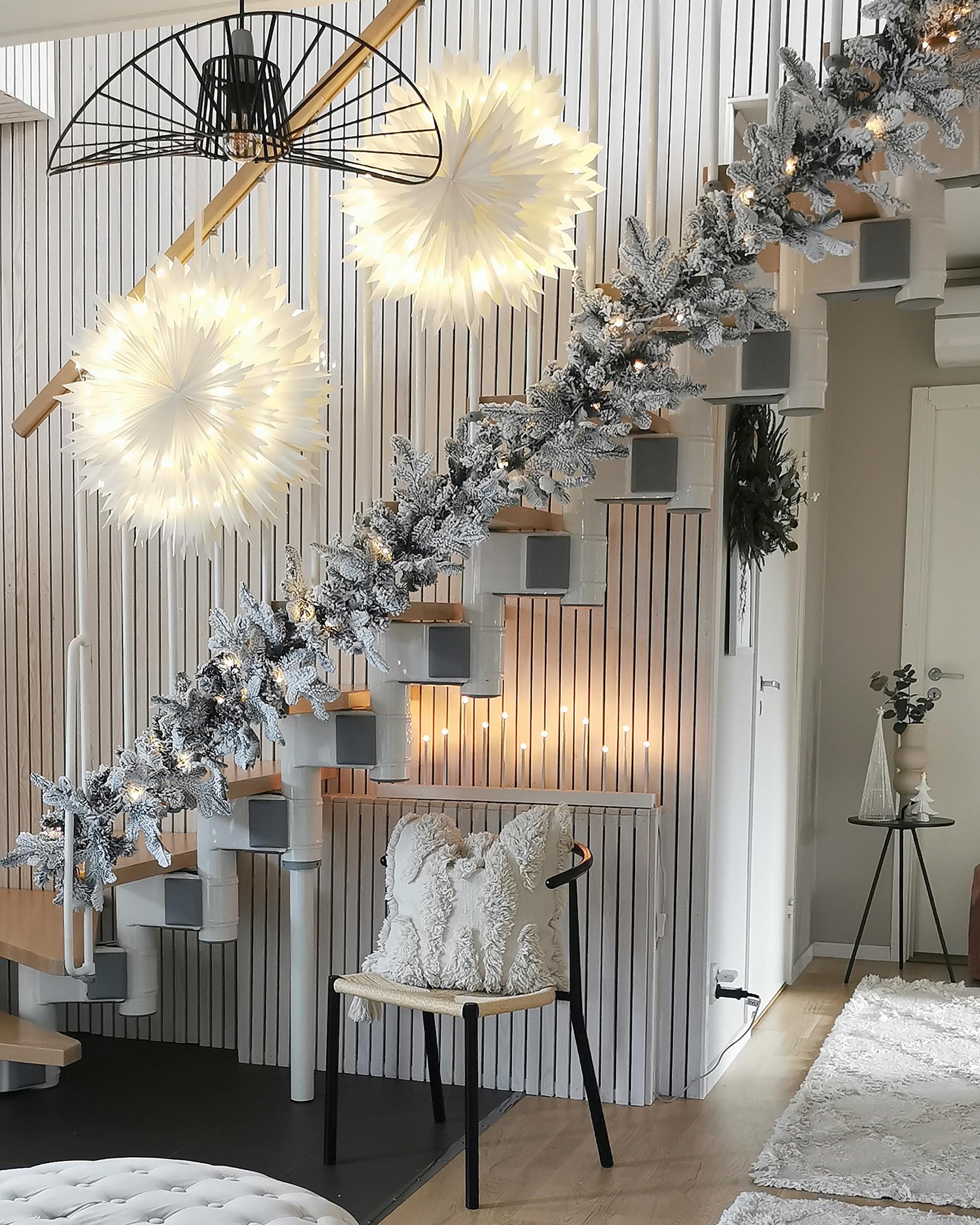 Besneeuwde kerstguirlande LED SUNDO 270 cm Wit