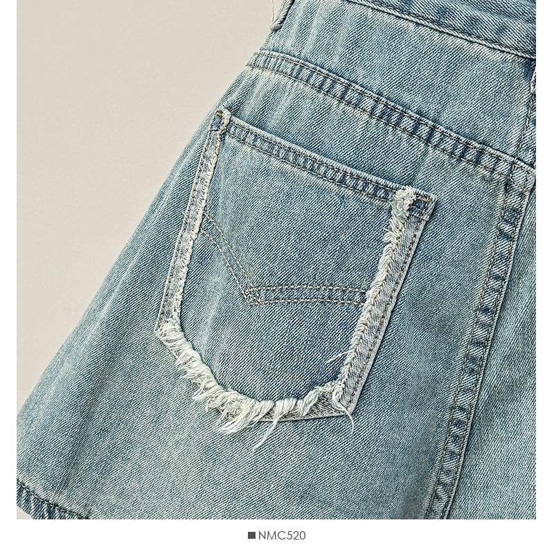 Lemongrass - Gewassen denim shorts met hoge taille