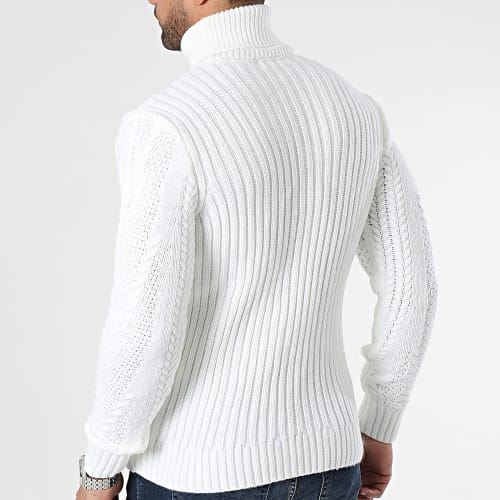 Pull Col Roulé Blanc
