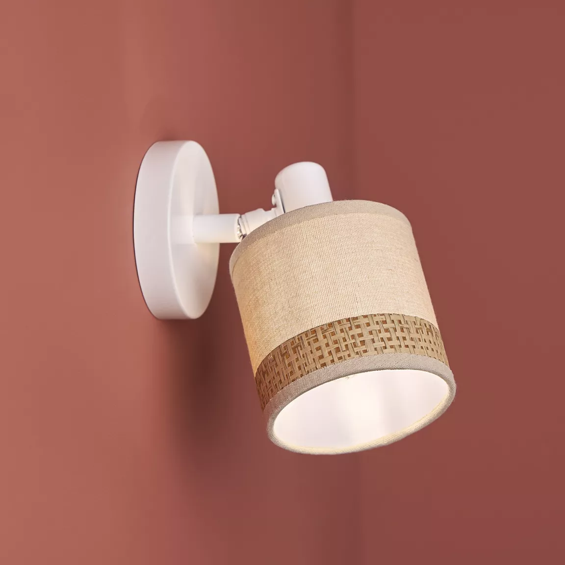 Applique murale orientable métal et rotin (10 x 17,5 cm) Bohemia Beige