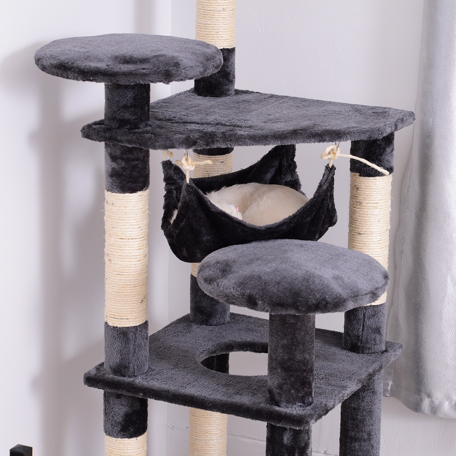 PawHut Katzenbaum mit Hängematte grau 40 x 40 x 132 cm (LxBxH)