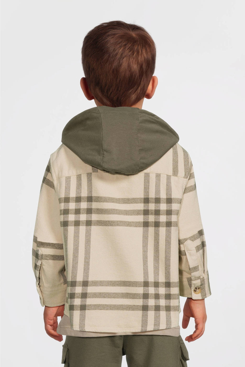 NAME IT overshirt met capuchon NMMOSOM ecru/groen