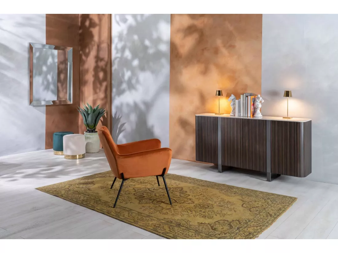 Andromeda Buffet 4 portes (160 x 40 x H 85 cm) en Céramique Dorée