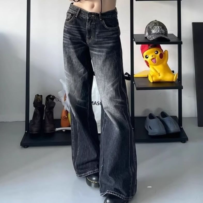 Bolgivy - Mid Rise Washed Loose-Fit Jeans