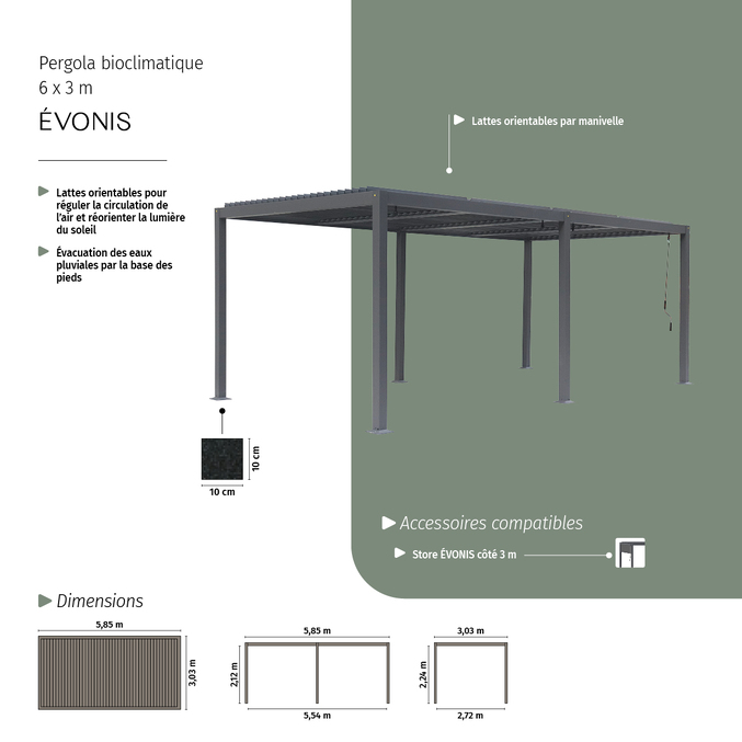 Pergola bioclimatique EVONIS Graphite