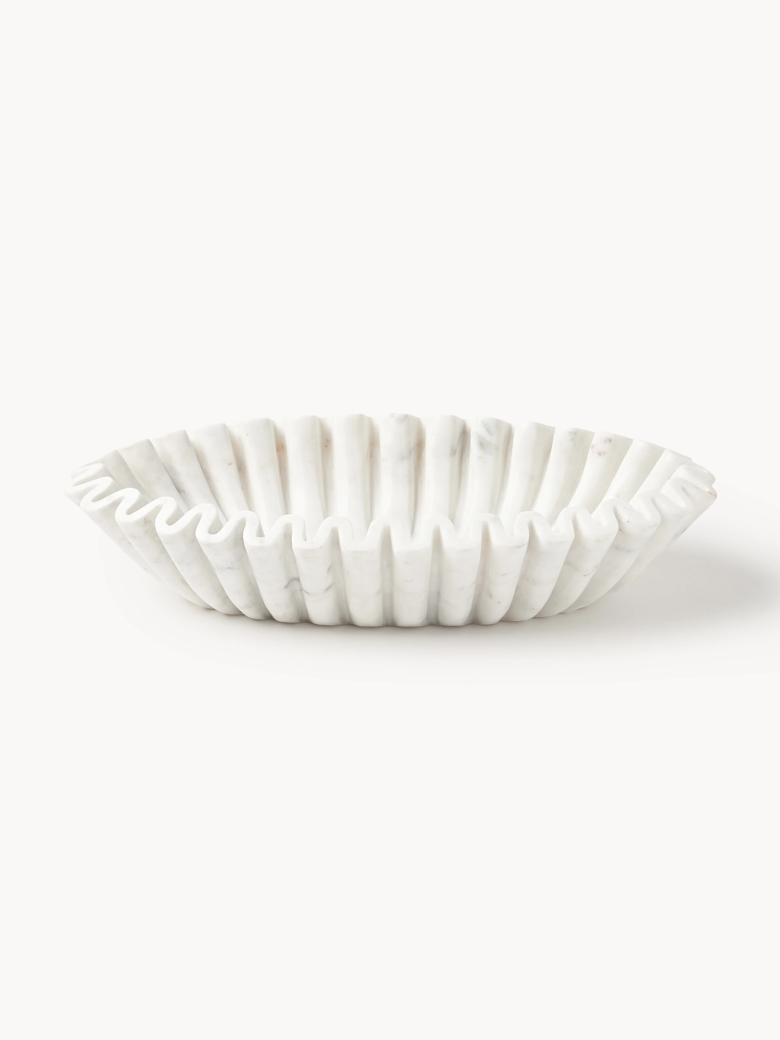 Handgemaakte ovale decoratieve schaal Santorini van marmer, B 35 cm
