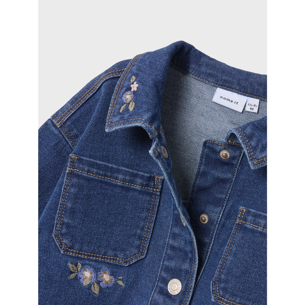 Køb Name It Dark Blue Denim Flower Emb Nmfkara Emb Dnm Jakke 1224-Fr
