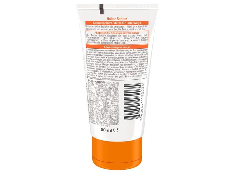 Garnier Ambre Solaire Sonnenmilch Hydra 24 h LSF 30 50 ml Sonnenschutz mit feuchtigkeitsspendender Formel mit Shea-Butter