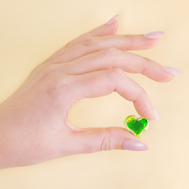 Bague en verre soufflé - Coeur Nano transparent
