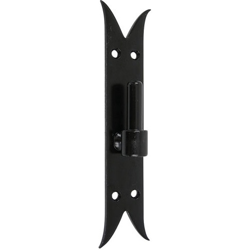 Gond sur platine bout queue de carpe - D14 - H : 220 mm - 40 x 3 mm - noir
