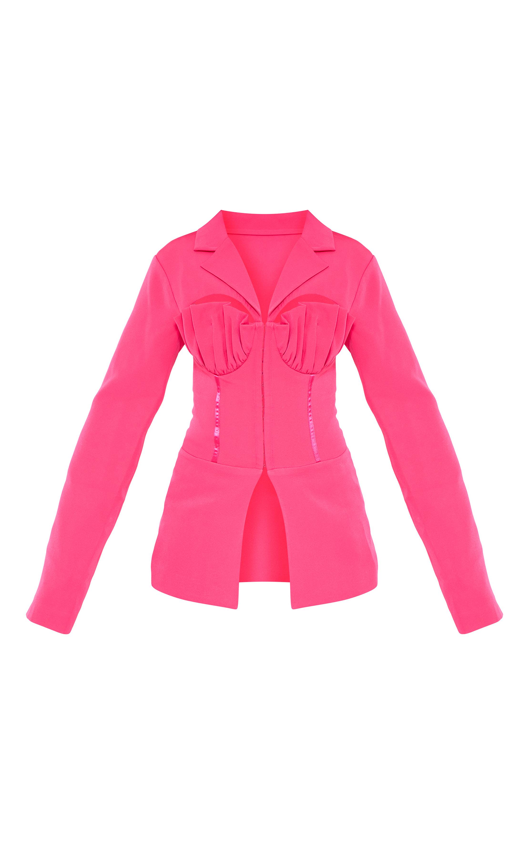 Rose Bonbon Blazer Tailleur Rose Bonbon À Détail Coque Structurée