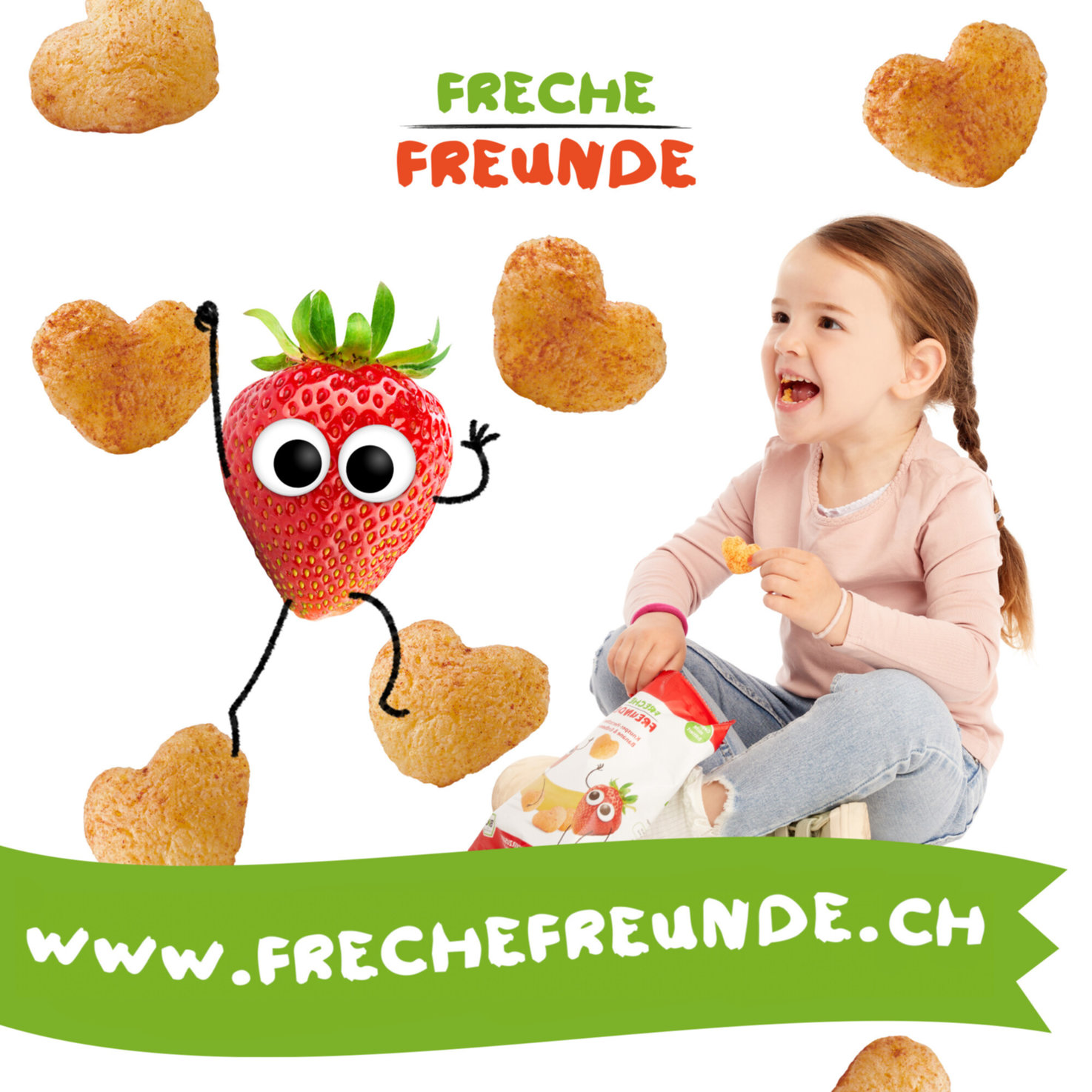 Freche Freunde Bio Knusper-Herzchen Banane & Erdbeere 12+ Monate
