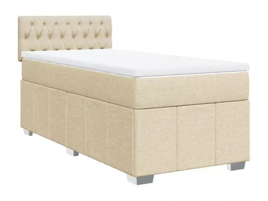 Sommier à lattes de lit et matelas Crème 90x190 cm Tissu