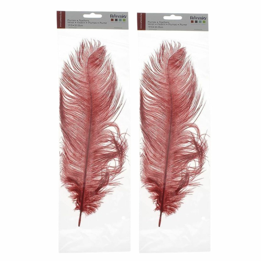 2 plumes d'autruche rouges