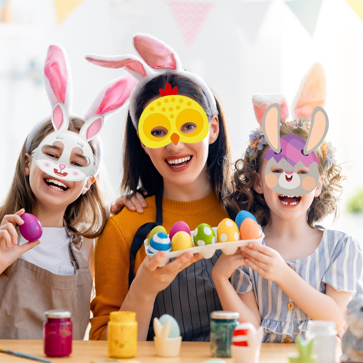 (9er Set) Papier Masken Kinder Kostüm Party Verkleidung Halbmasken Kinder Geburtstag Foto Requisite - Tiere