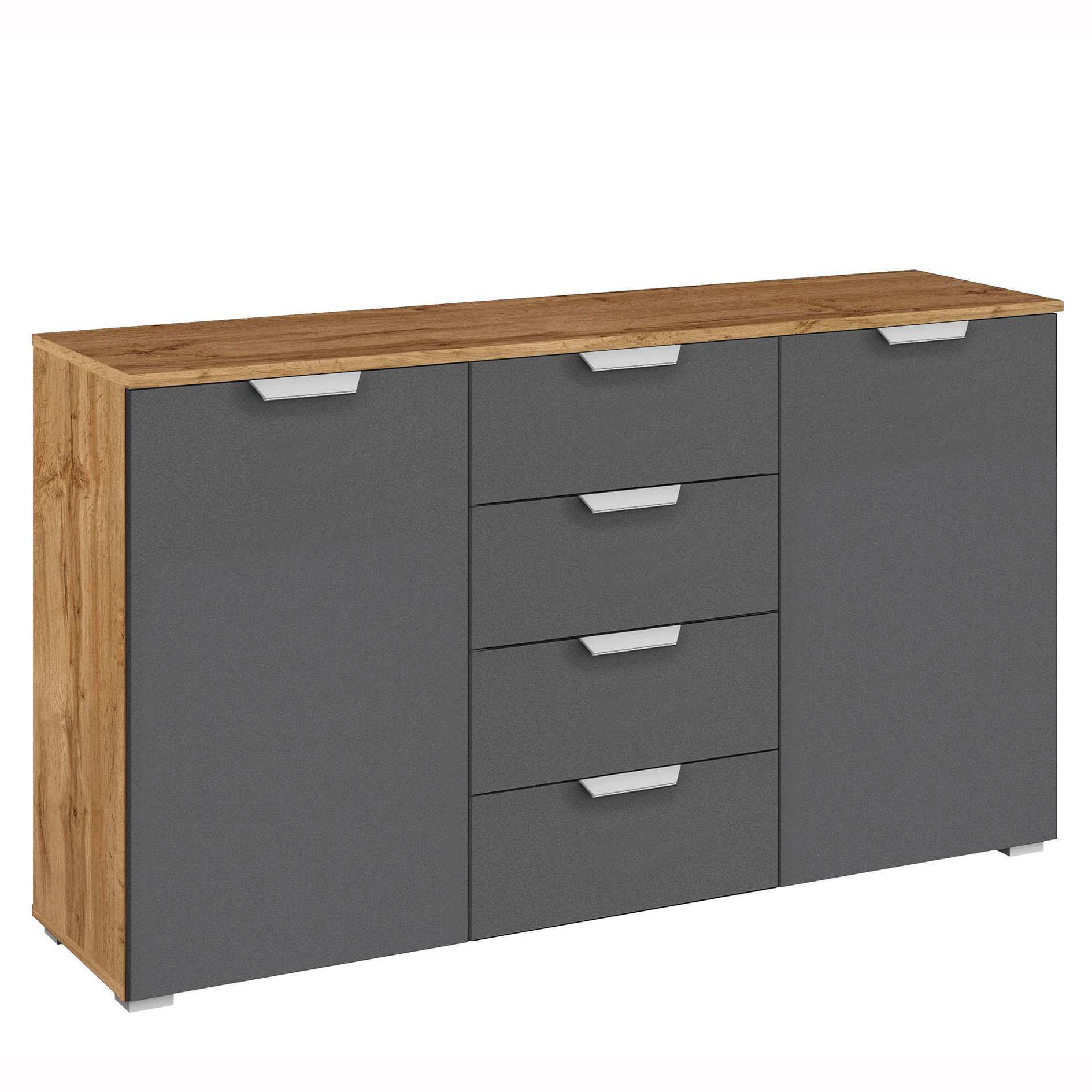 Sideboard - grau metallic-Eiche Wotan- 140 cm
