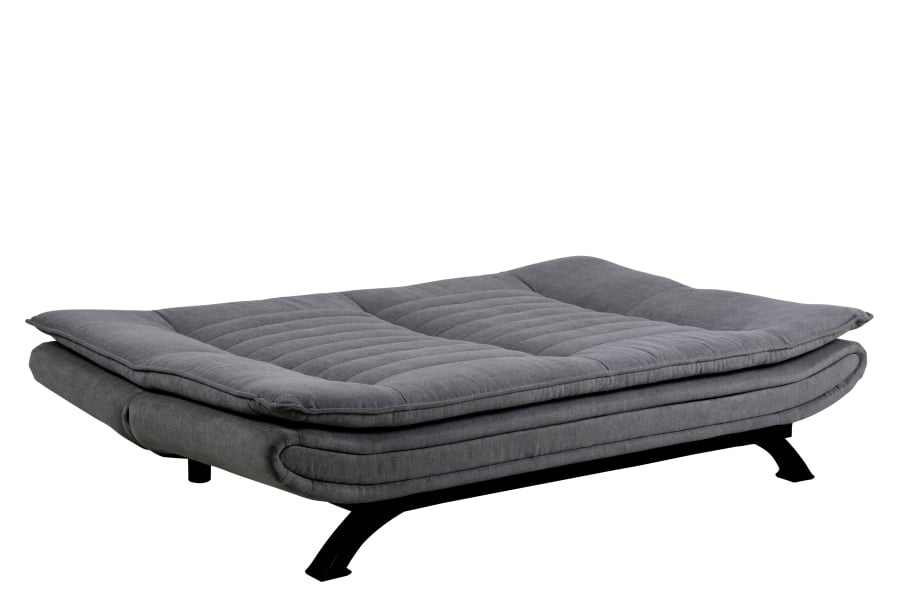 Faith sovesofa I tekstil Enjou 24 mørk grå med sort metallunderstell.