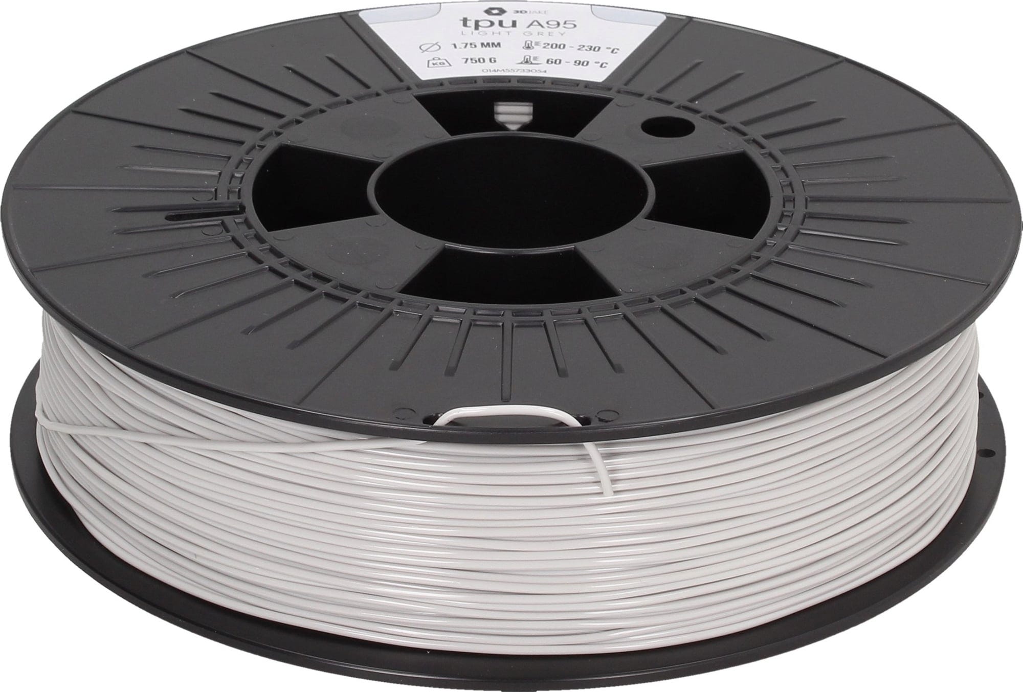 3DJAKE  TPU A95 Hellgrau, 1,75 mm / 750 g    Flexibles TPU Filament mit Shore-Härte A95 in Hellgrau