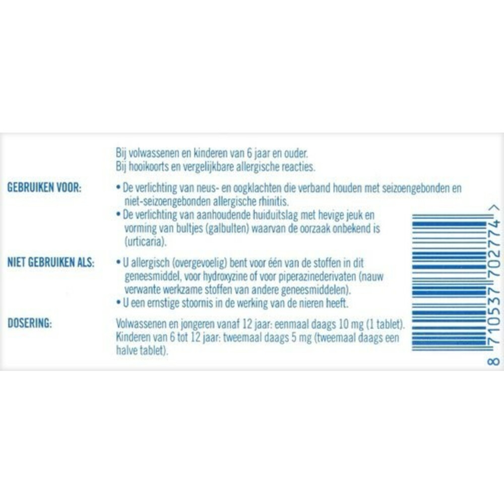 Prevalin Allerstop Cetirizine21 tabletten
