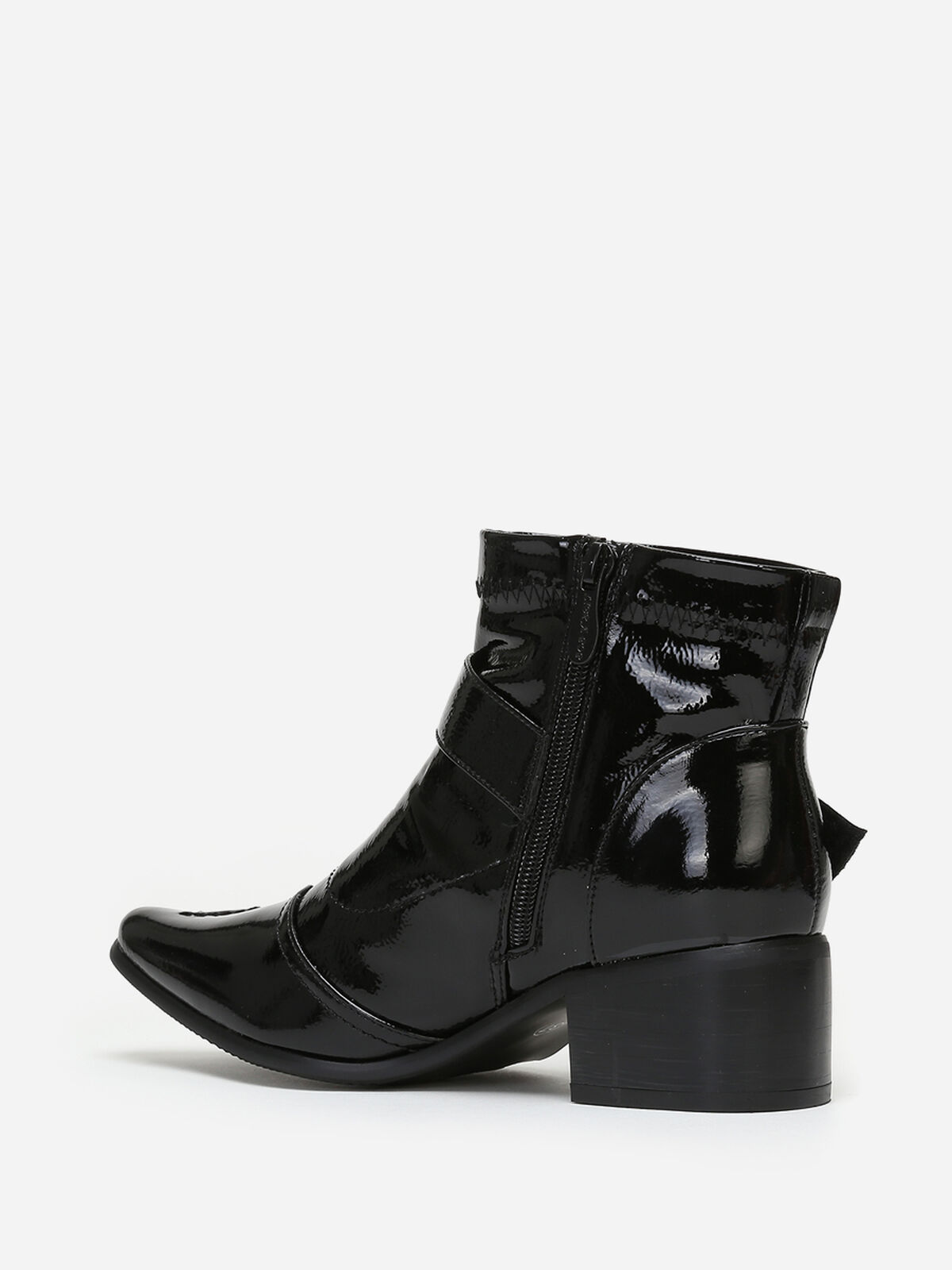 Bottines bout pointu vernies- Noir