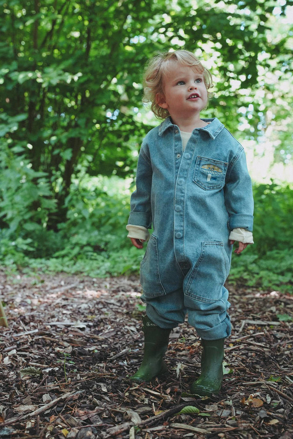 The New Chapter spijkerpak medium blue denim