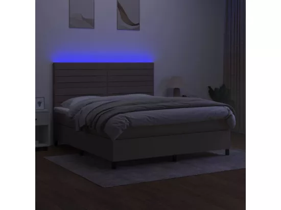 Sommier tapissier avec matelas et LED Taupe 180x200 cm Tissu