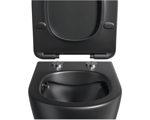 Jungborn wandclosetset FOUR 51, randloos, matzwart, met toiletzitting en softclose-mechanisme