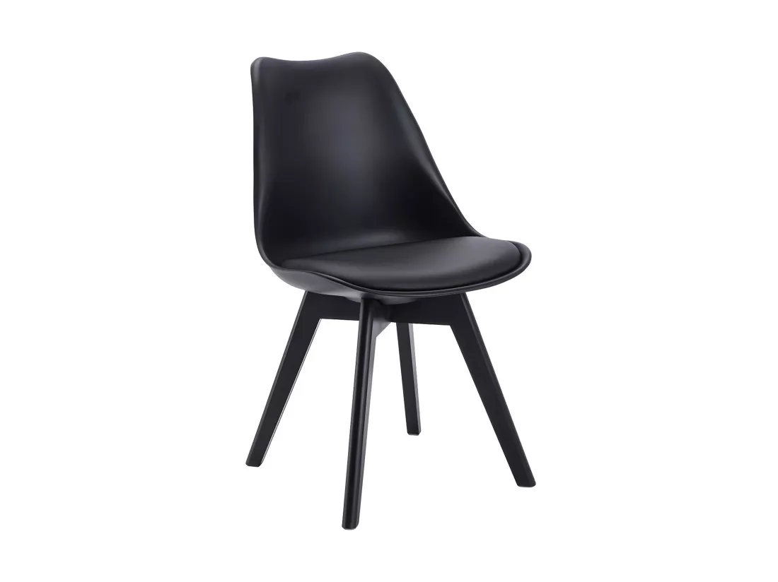 Lot de 2 chaises JODY - Polypropylène et Hêtre - Noir et pieds noir