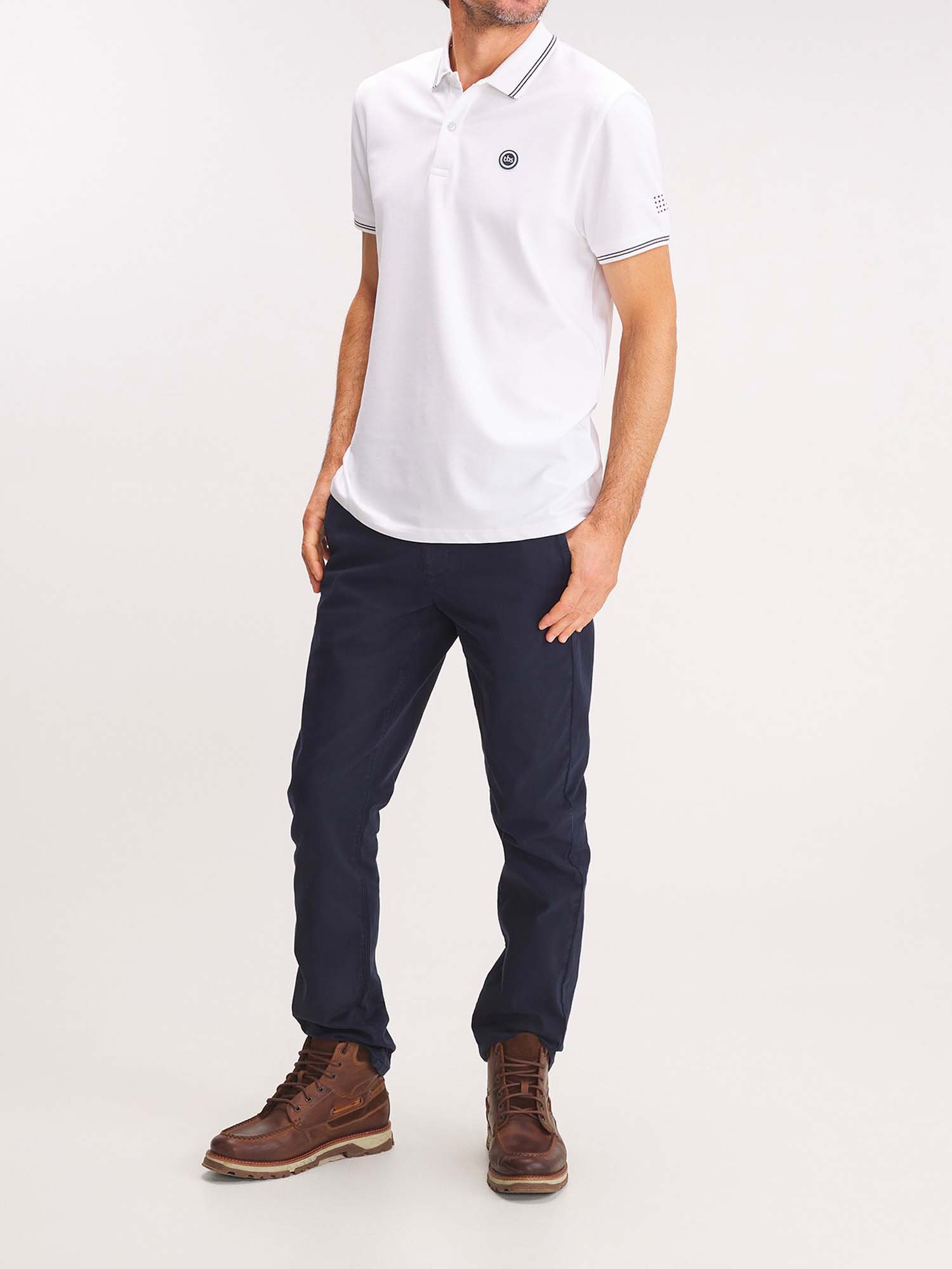 Polo Homme Séchage Rapide Stretch Blanc