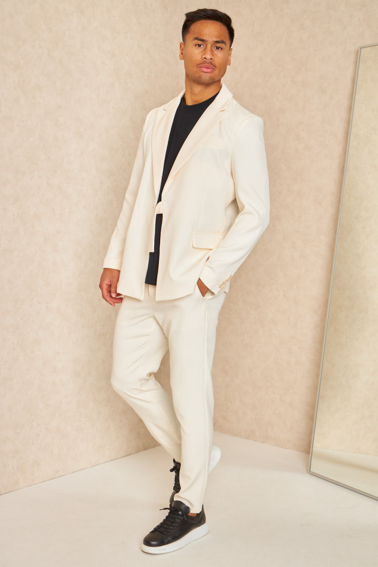 Costume 2 pièces blazer + pantalon blanc cassé