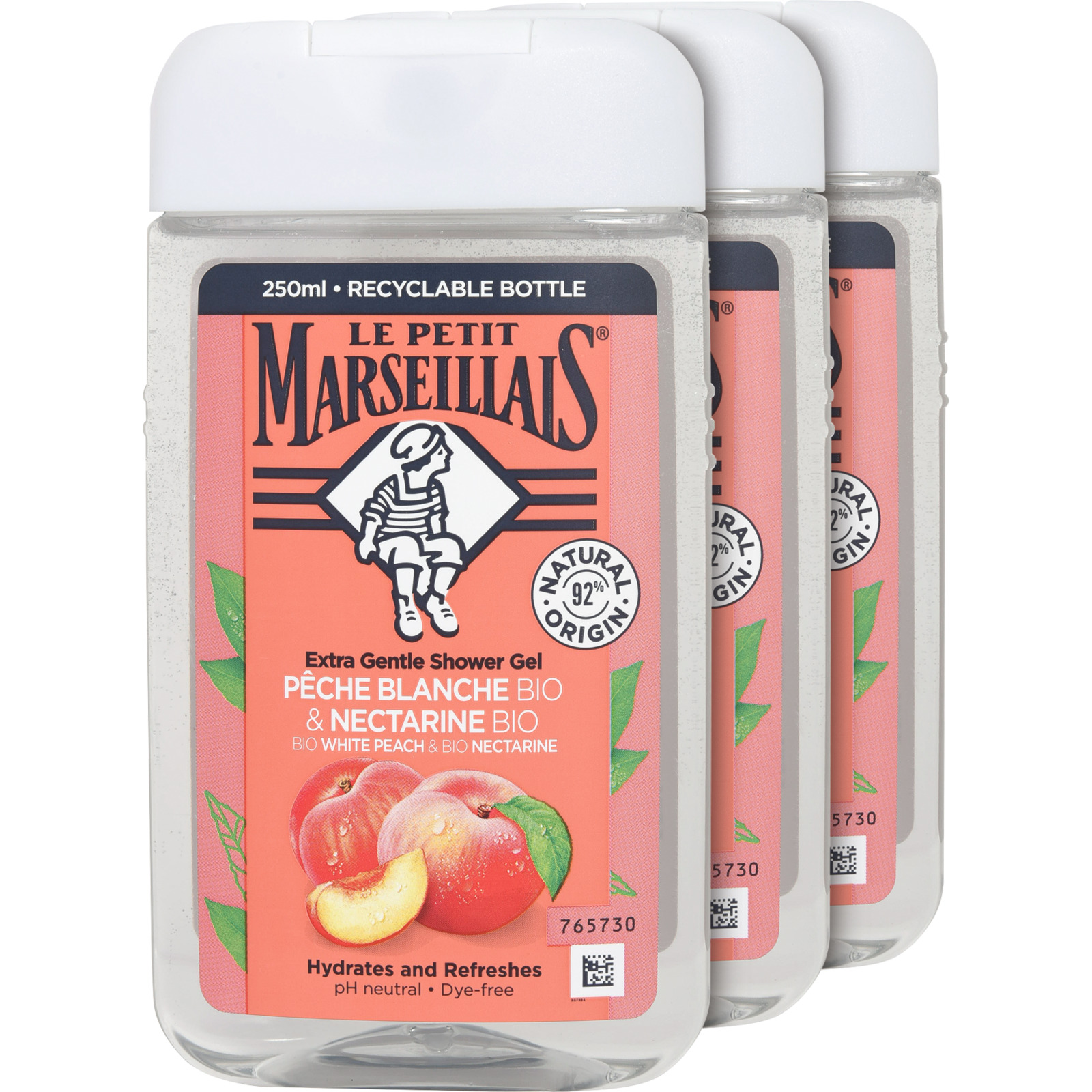 Le Petit Marseillais Duschgel weisse Pfirsich und Nektarine 3 x 250 ml