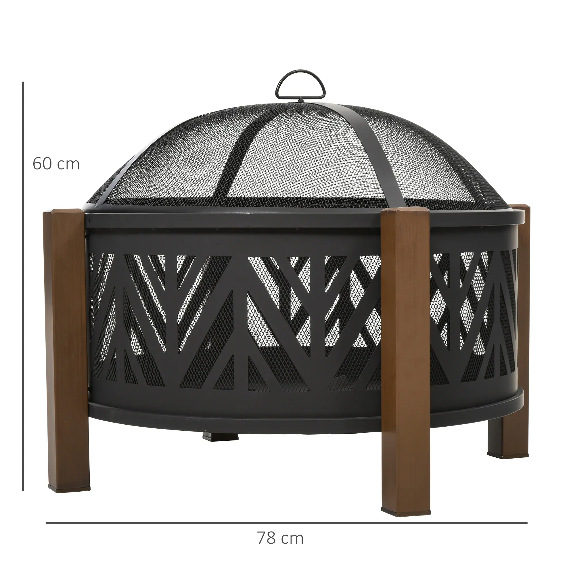 Outsunny Feuerschale mit Grillrost schwarz, braun Ø78 x 60H cm