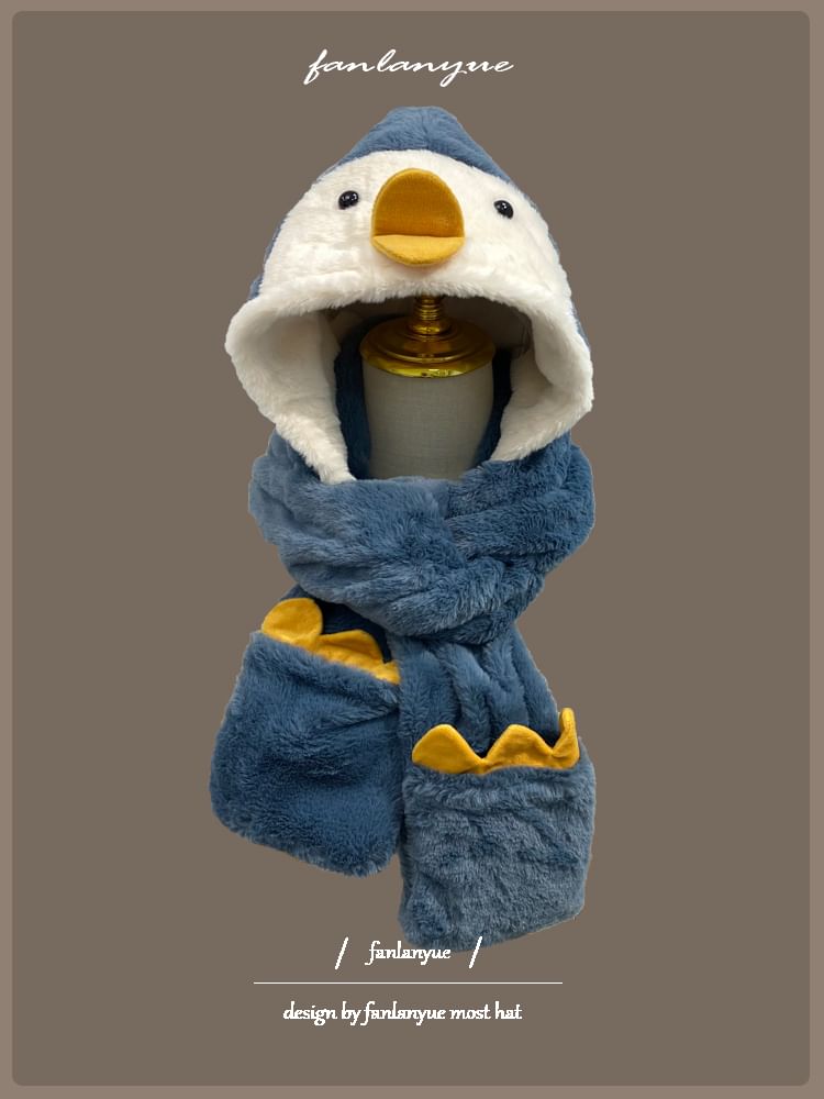 Zaalouk - Penguin Fluffy Hooded Scarf