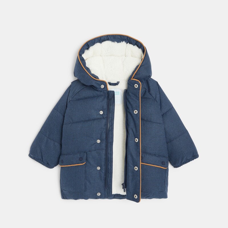 Manteau matelassé imprimé pied de puce bleu bébé garçon Bleu