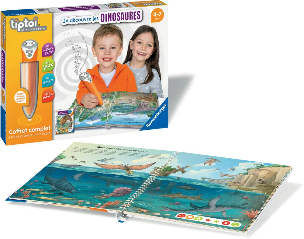 TIPTOI - COFFRET COMPLET LECTEUR INTERACTIF + LIVRE JE DECOUVRE LES DINOSAURES