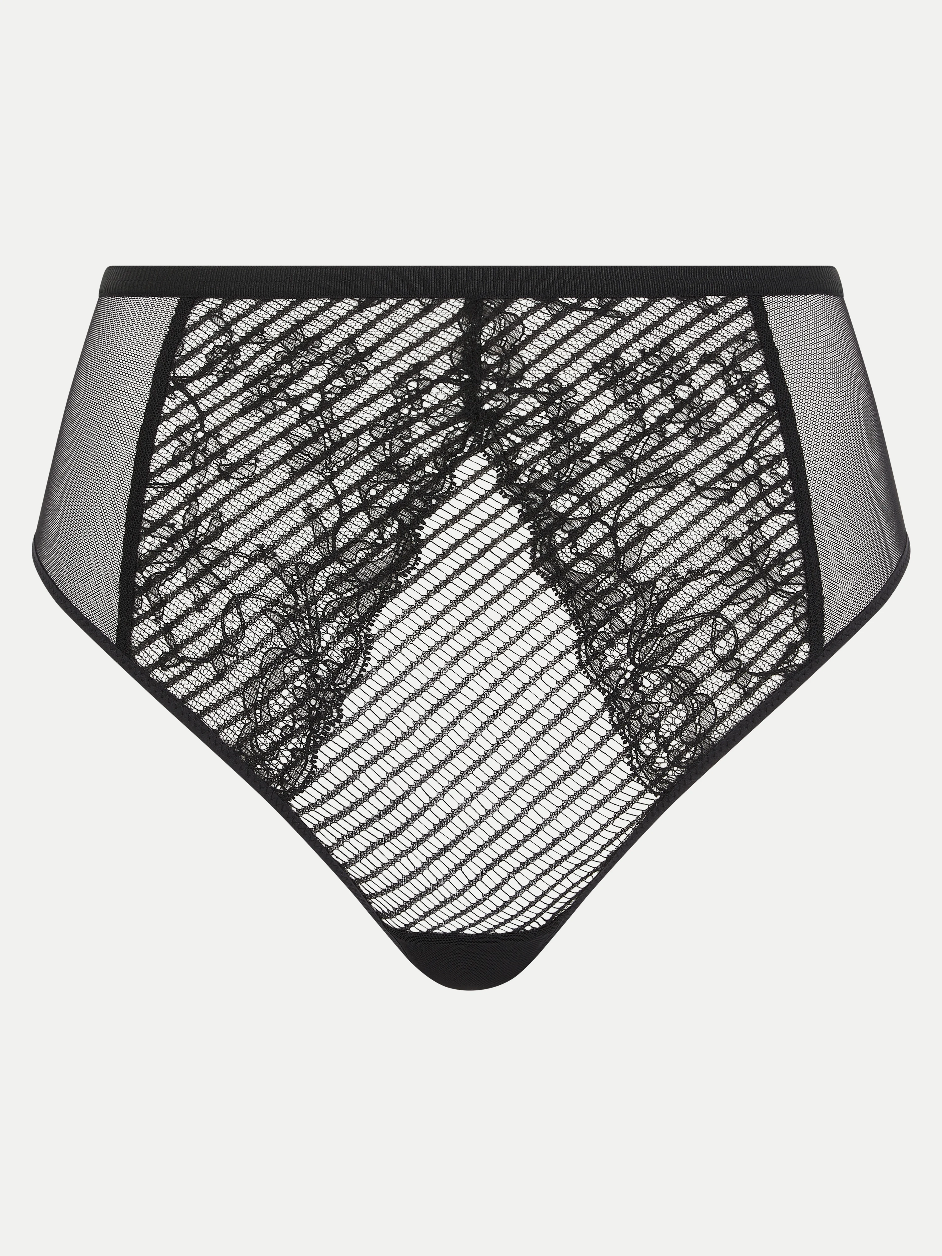 TXTURE - String taille haute avec dentelle de leavers | Noir