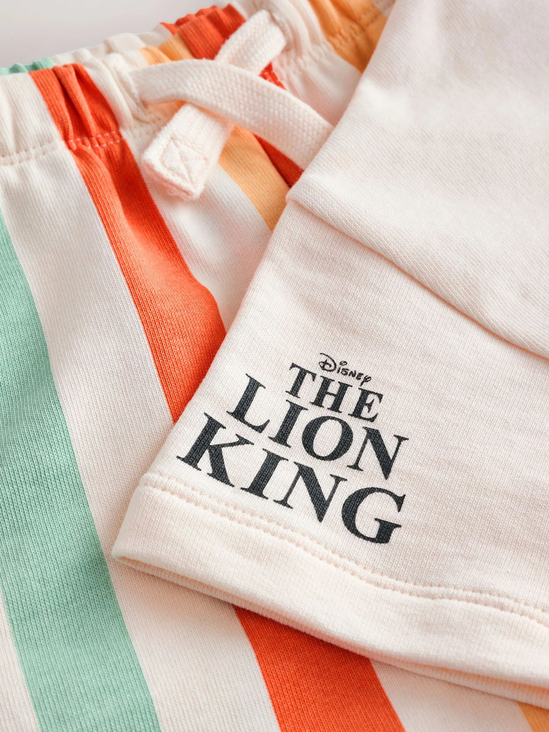 Wit - Lion King set van 100% katoen met korte mouwen hoodie en shorts (3mnd -8jr)