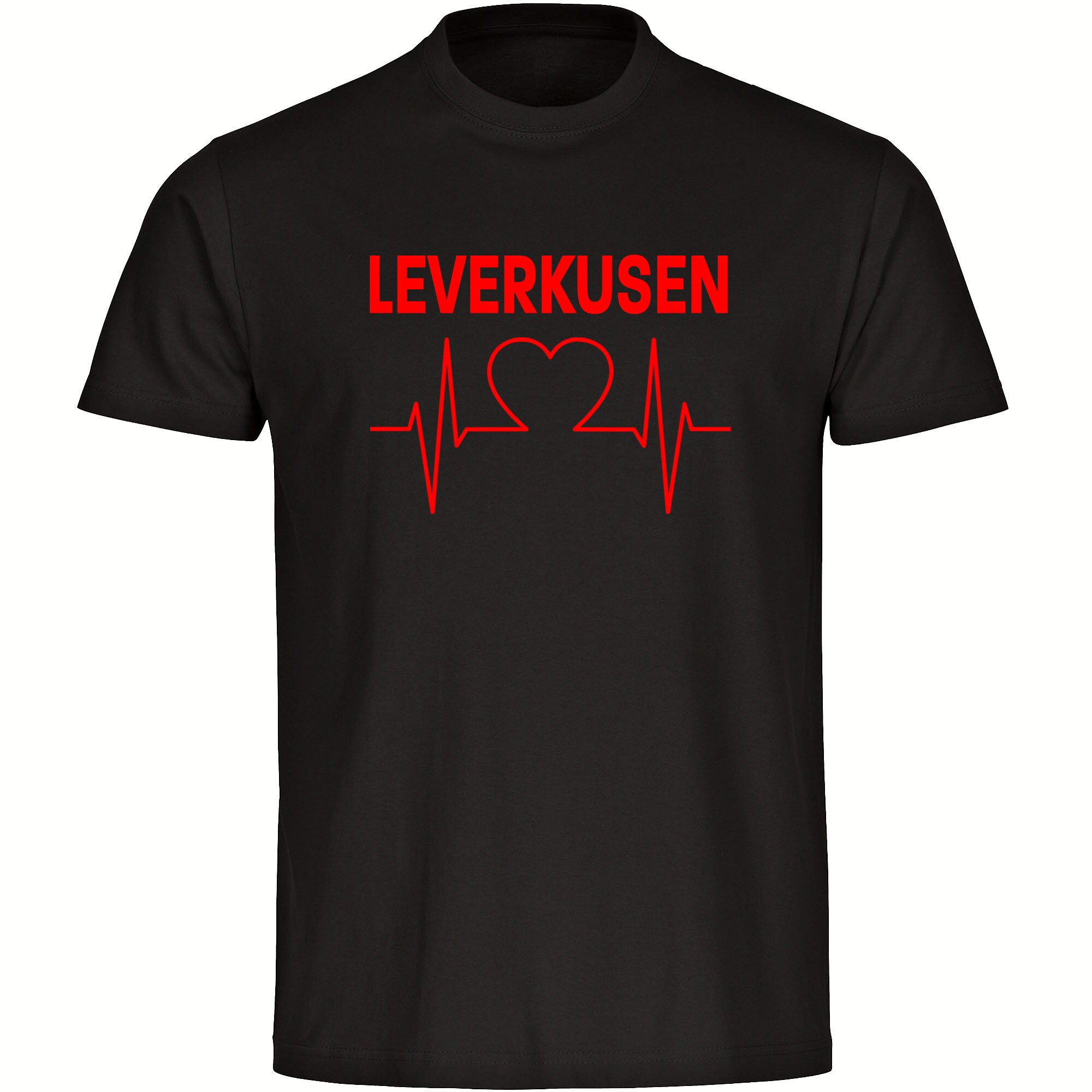 multifanshop® Herren T-Shirt - Leverkusen - Herzschlag - Druck rot
