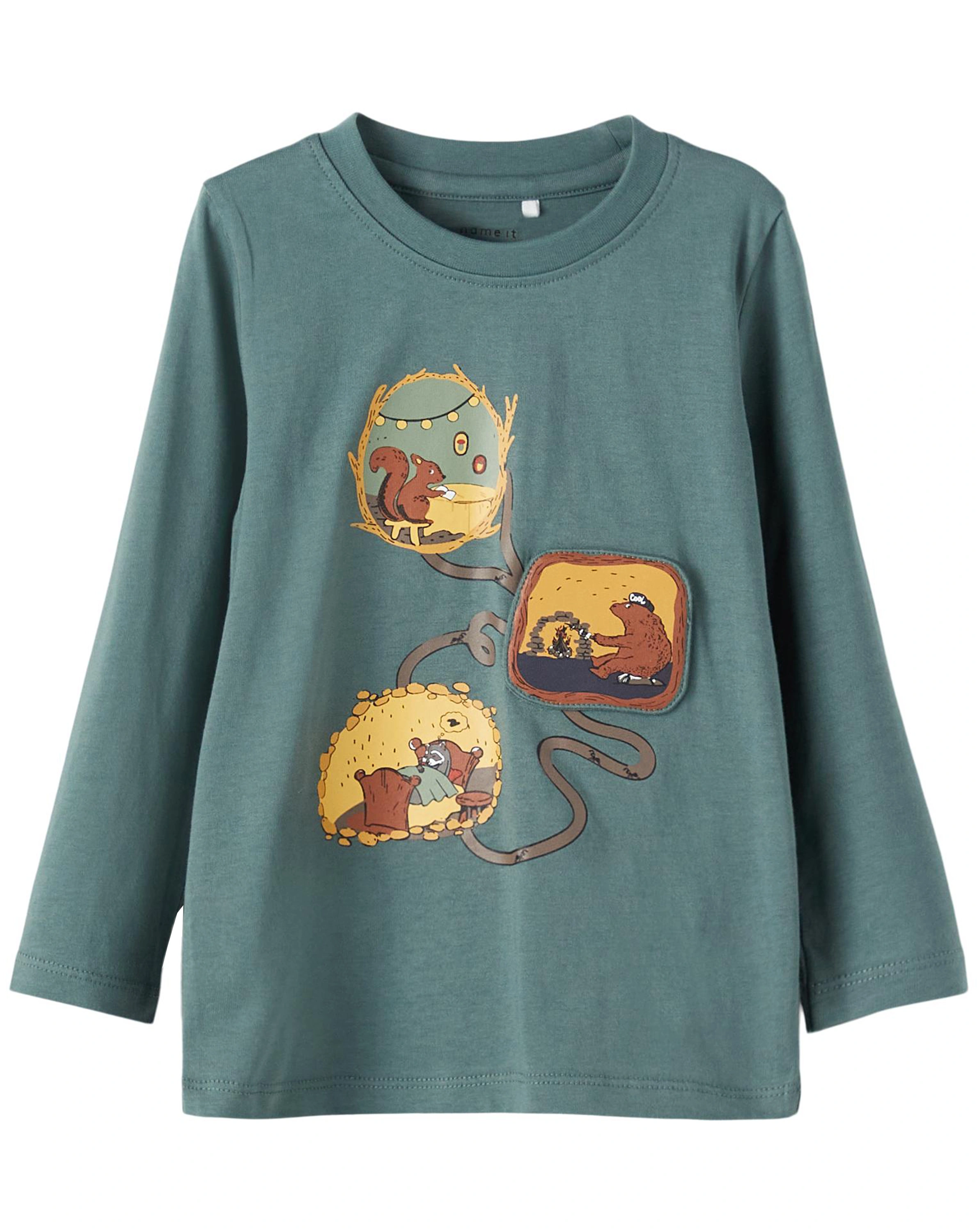 Jersey-Langarmshirt NMMORLA in balsam green