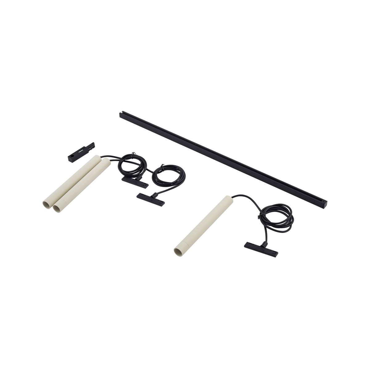 Modern railsysteem met 3 hanglampen beige met zwart 1-fase - Slimline Keno