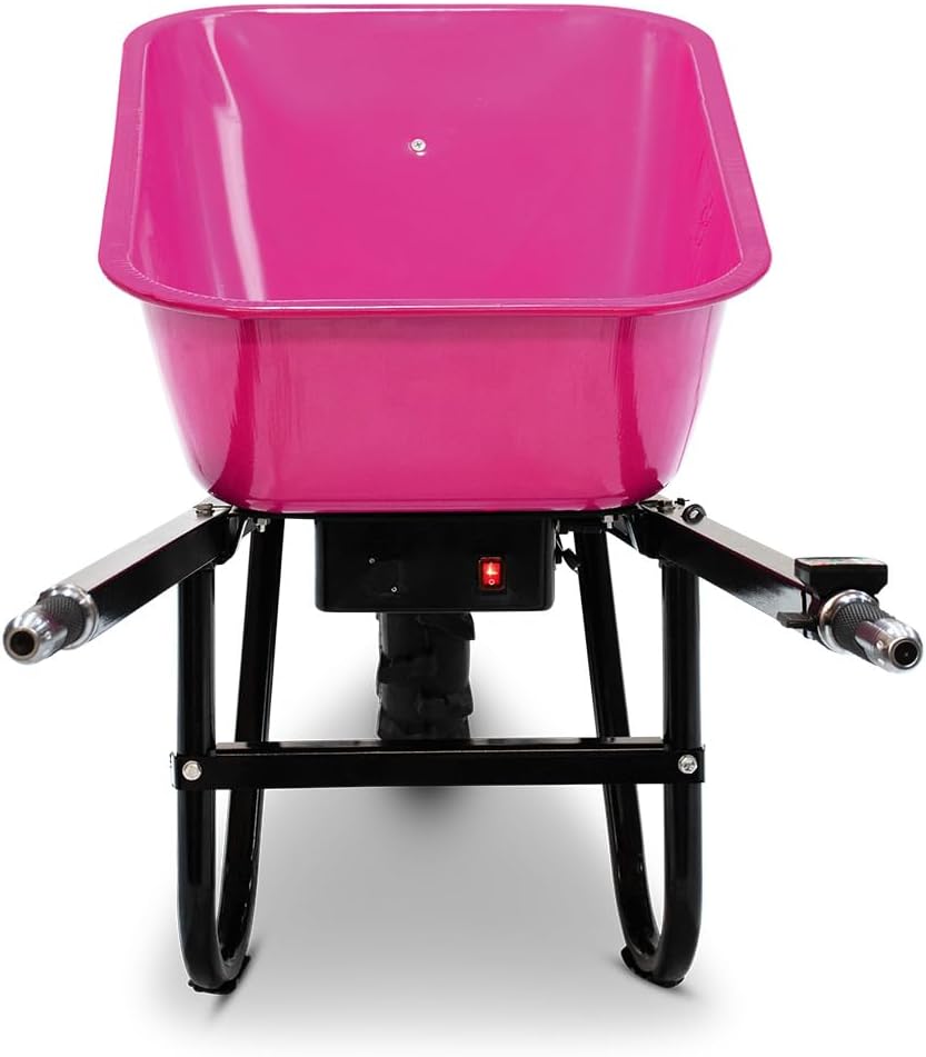 BAMATO elektrische Schubkarre MTR-155 | Pink Edition | 150kg Traglast | Stufenlos bis 6,0 km/h vorwärts | 75L Muldenvolumen | Muldenschubkarre Elektro-Schubkarre
