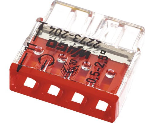 Wago 2273-204 COMPACT aansluitdoosklem 2,5 mm² 4-aderige rode insteekklem 100 stuks