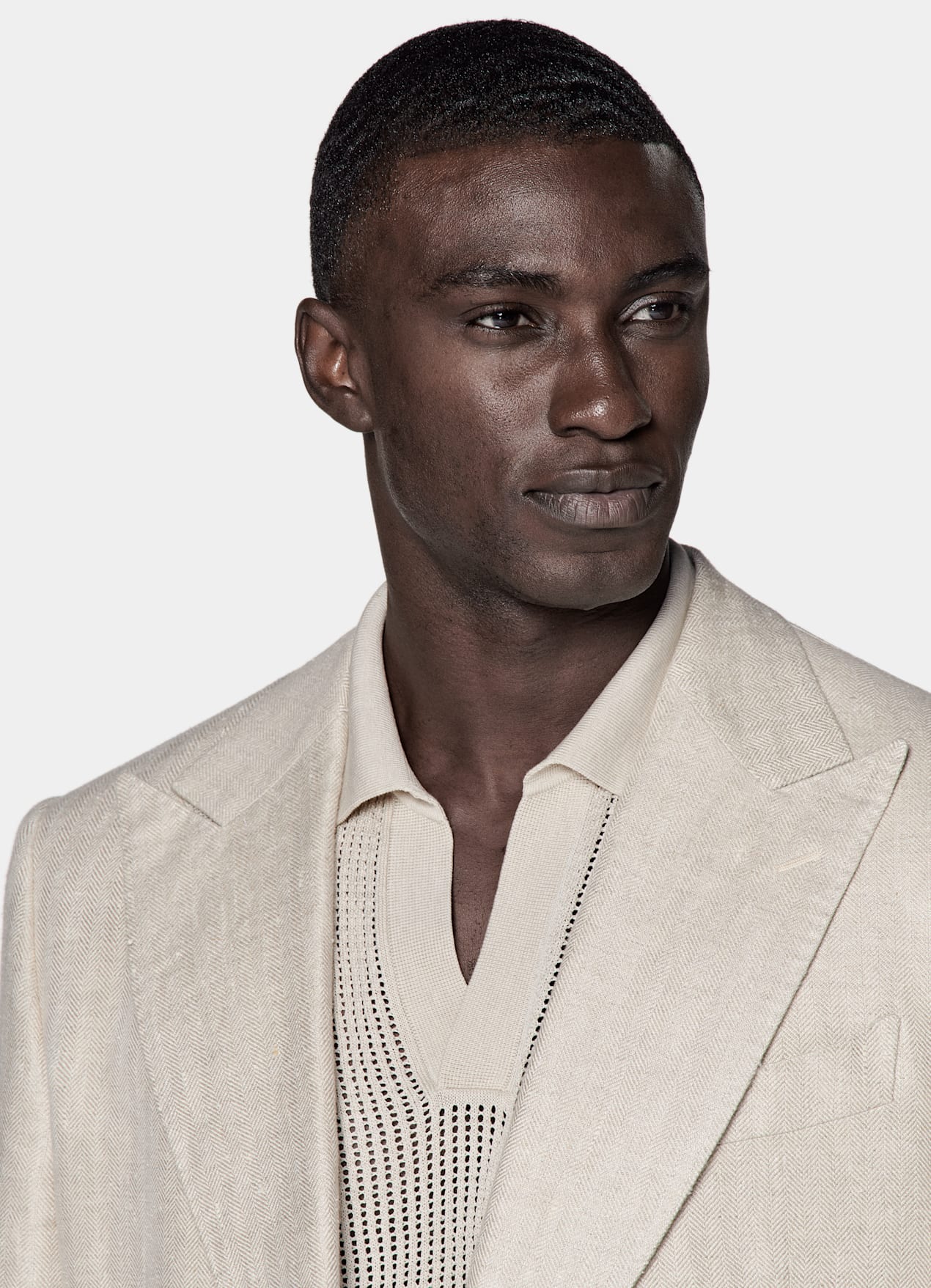 Blazer Milano coupe Tailored taupe clair à chevrons